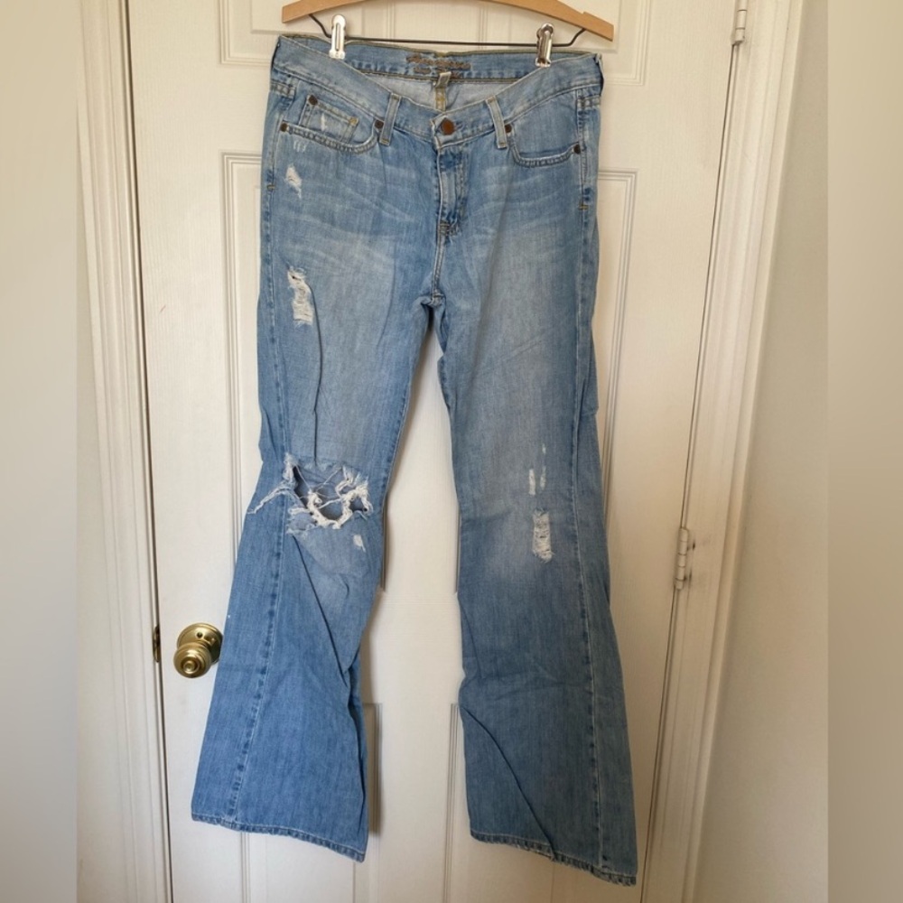 Abercrombie & Fitch Light Blue Distressed Flare Jeans